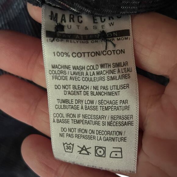 Marc Ecko Cut & Sew Mens Shirt Plaid Button Size M Corduroy Patch Streetwear - Picture 7 of 10